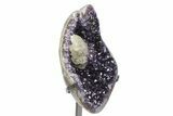 Deep Purple Amethyst Geode with Large Calcite Crystal - Uruguay #236947-2